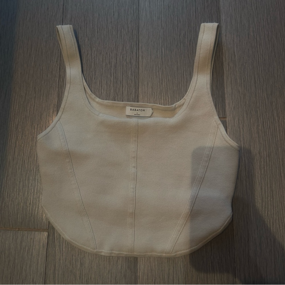 Aritzia Babaton Sculpt Knit Bustier Tank in Matte Pearl